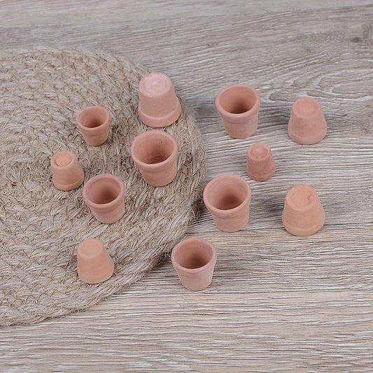 12Pcs Dollhouse Flower Pot Red Clay Pot Garden Home Decor DIY Toy
