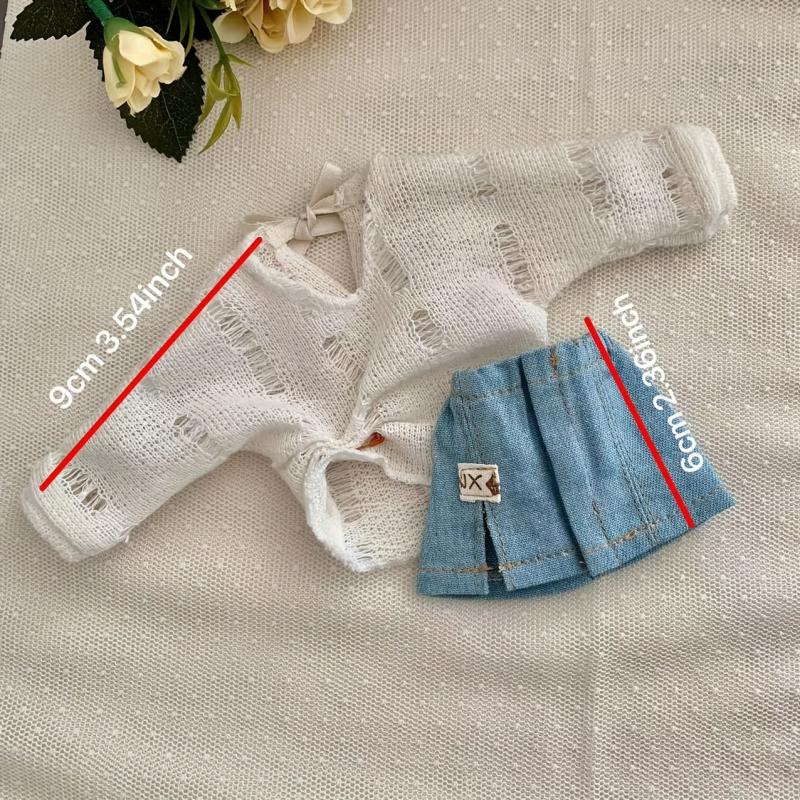 6pcs Hollow Knit Sweater Denim Skirt BJD Clothes