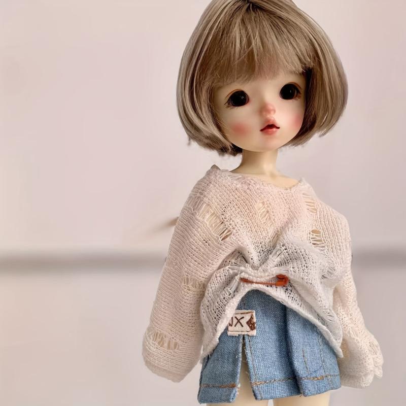 6pcs Hollow Knit Sweater Denim Skirt BJD Clothes