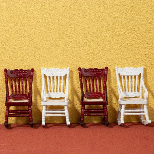 Mini Wooden Woven Rocking Chair 1:12 Dollhouse Furniture
