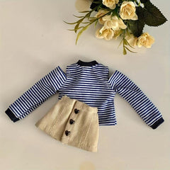 1 6 Doll Clothes Striped Off the shoulder T shirt Casual Denim Skirt