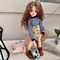 1 6 Doll Clothes Striped Off the shoulder T shirt Casual Denim Skirt