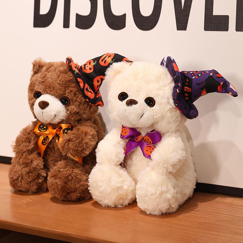 Halloween Plush Bear Stuffed Animal Doll Soft Bear Wear Hat Toys