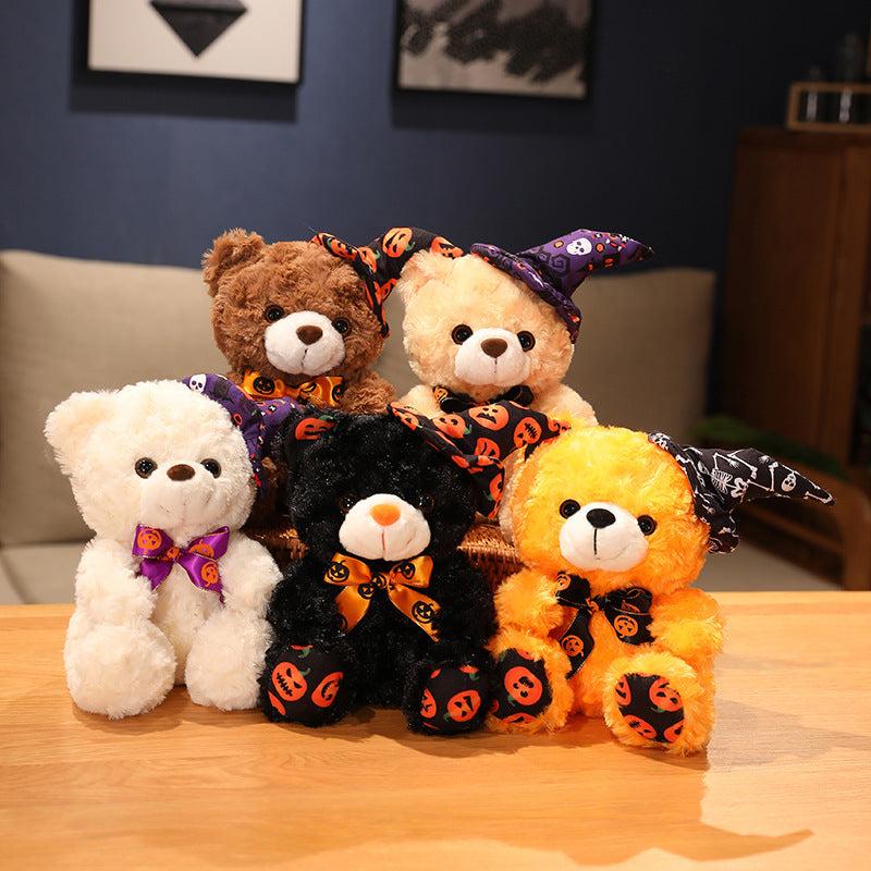 Halloween Plush Bear Stuffed Animal Doll Soft Bear Wear Hat Toys