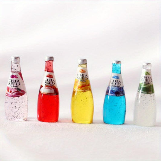Dollhouse Miniature Juice Bottles Set of 6 Micro Food Play Props