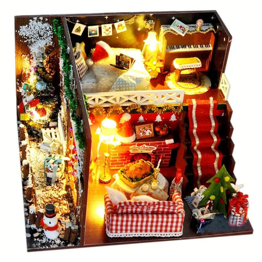 Dollhouse With Dust Cover Model Toys Doll House Set With Furniture