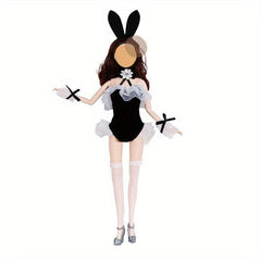 5pcs Bunny Headwear Mesh Silk Stockings Cosplay Doll Clothes Set