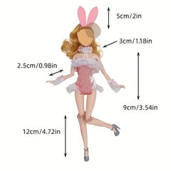 5pcs Bunny Headwear Mesh Silk Stockings Cosplay Doll Clothes Set