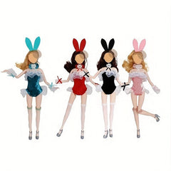 5pcs Bunny Headwear Mesh Silk Stockings Cosplay Doll Clothes Set