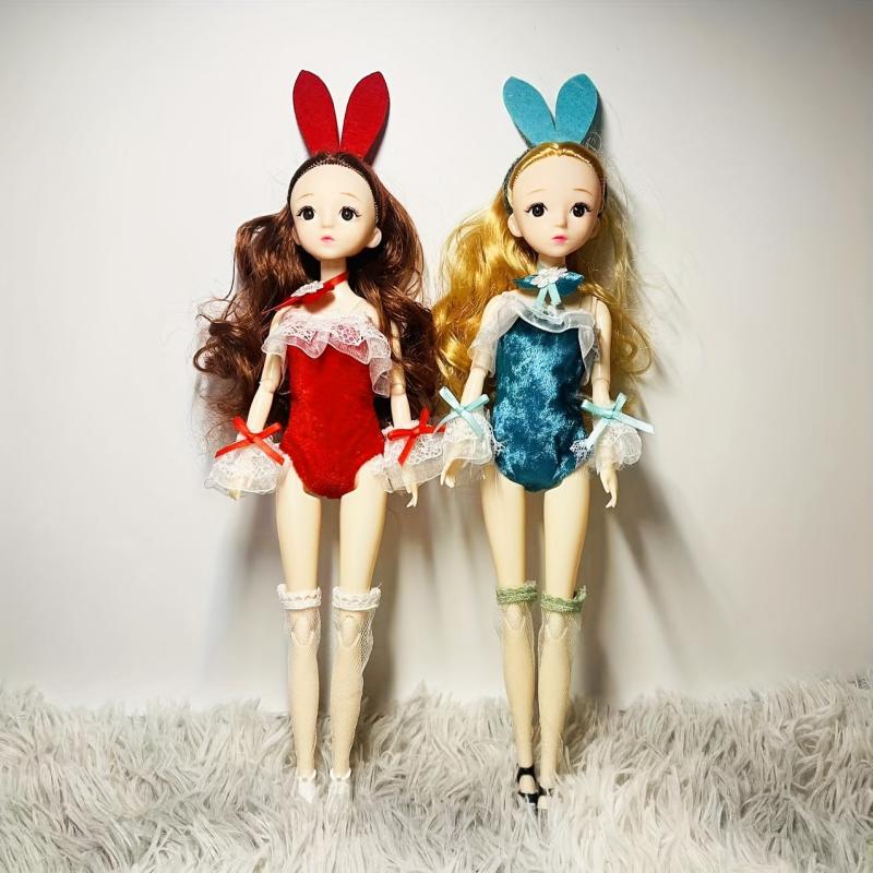 5pcs Bunny Headwear Mesh Silk Stockings Cosplay Doll Clothes Set