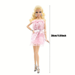 81 Inch Polka Dot Lace Dress Pink Dress Model Party Birthday Wedding Gift