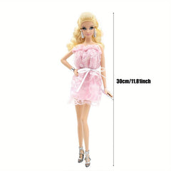 81 Inch Polka Dot Lace Dress Pink Dress Model Party Birthday Wedding Gift