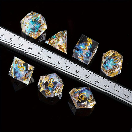 7pcs Sharp Edge Resin Polyhedral Dices For Board Games