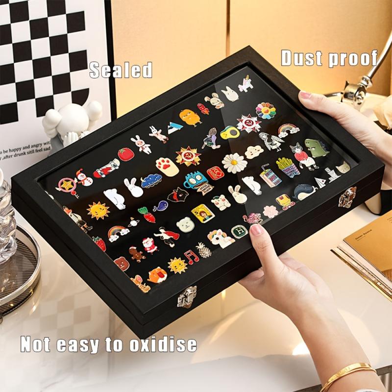 Large Pin Display Case 13.8x9.5 Inch Dustproof PU Display Frame
