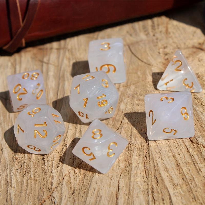 Pearlescent Polyhedral Dice Set for Table Games