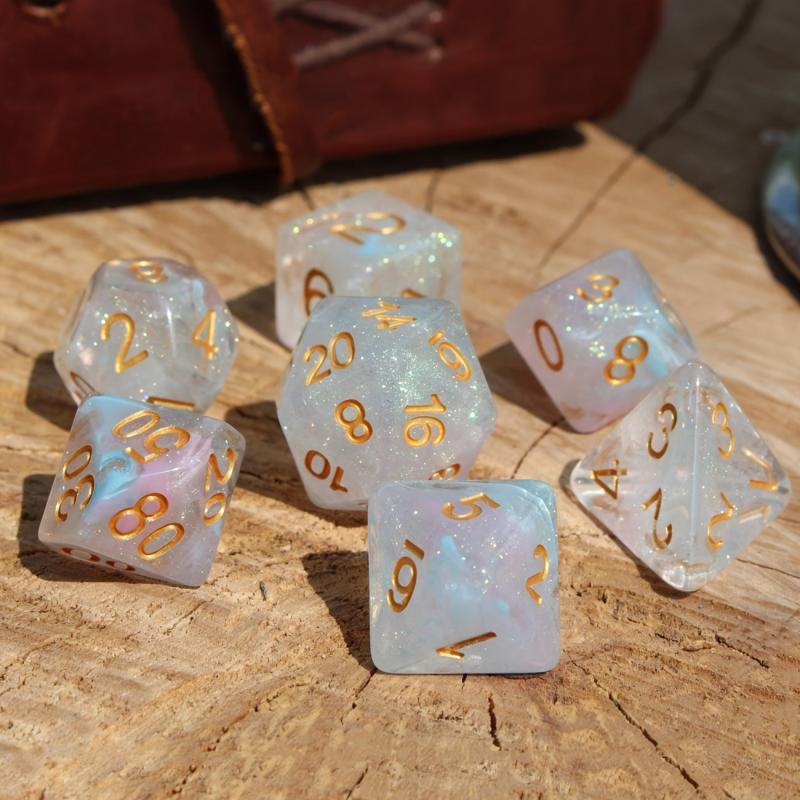 Pearlescent Polyhedral Dice Set for Table Games
