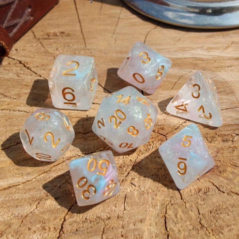 Pearlescent Polyhedral Dice Set for Table Games