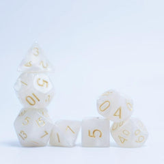 7pc Monochrome Pearlescent Dice Set for Role Play & Tabletop Games