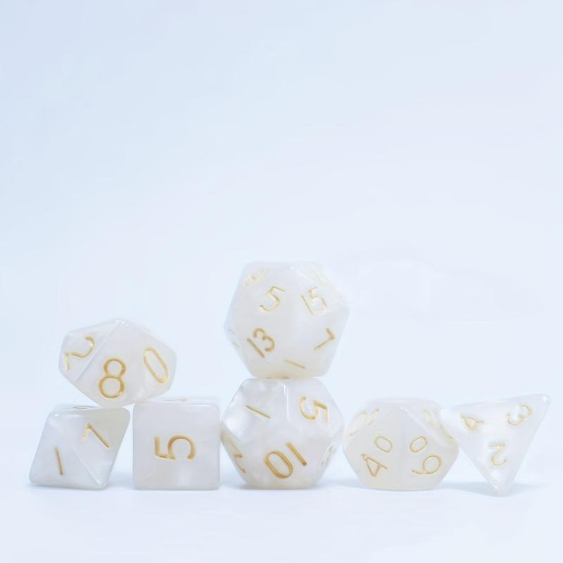 7pc Monochrome Pearlescent Dice Set for Role Play & Tabletop Games