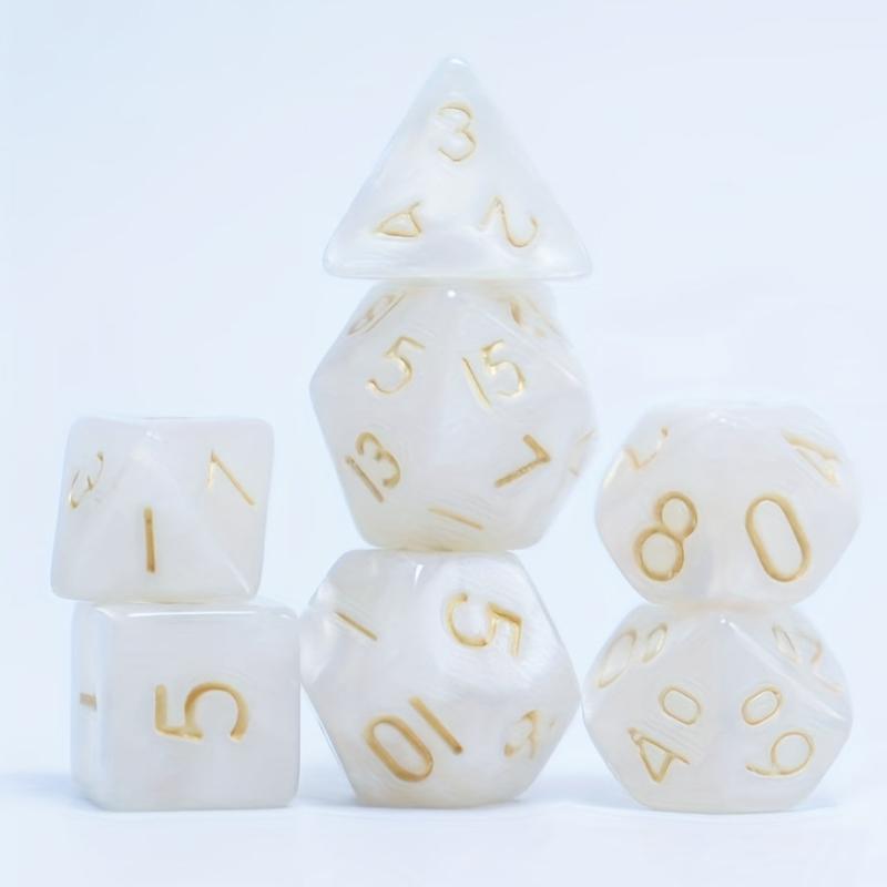 7pc Monochrome Pearlescent Dice Set for Role Play & Tabletop Games