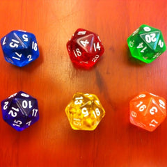 20 Sided Transparent Red Dice - D20 Attack Value Dice