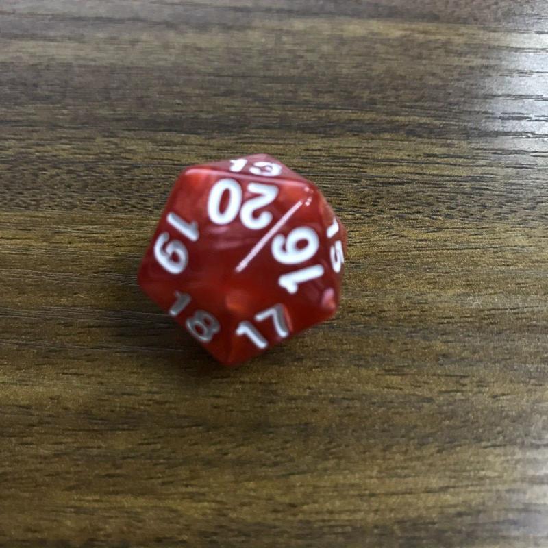 20 Sided Transparent Red Dice - D20 Attack Value Dice
