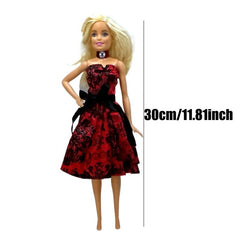 30cm Doll Dress with Mesh Skirt & Neckband Accessories