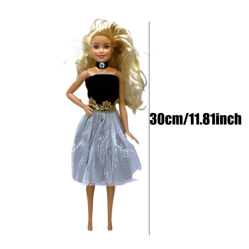 30cm Doll Dress with Mesh Skirt & Neckband Accessories