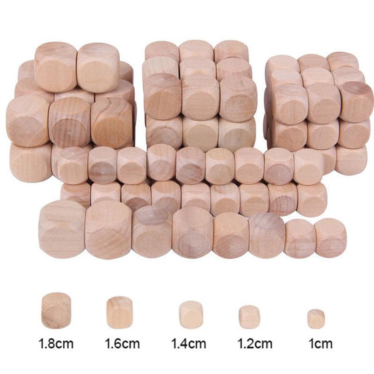 10 Engraved Wooden Dice for DIY Games Kids Toys & Parties