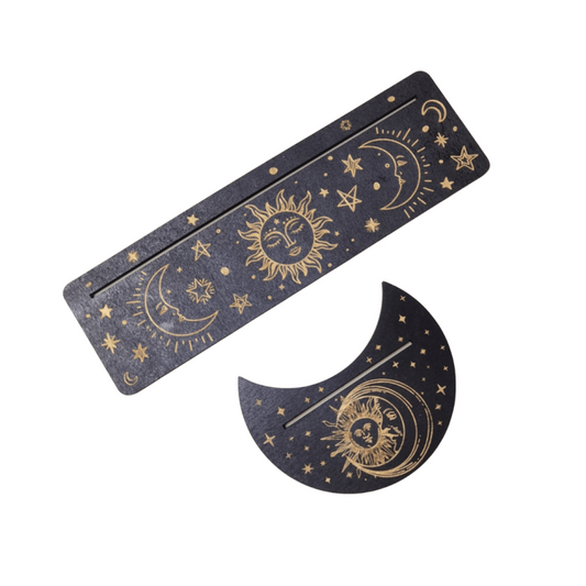 Moon & Rectangle Wooden Tarot Holders for Witch Divination - 2pcs Set