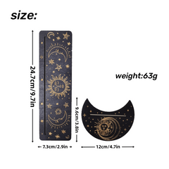 Moon & Rectangle Wooden Tarot Holders for Witch Divination - 2pcs Set