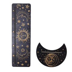 Moon & Rectangle Wooden Tarot Holders for Witch Divination - 2pcs Set