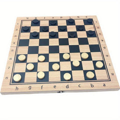 3 in 1 Wooden Chess Set Foldable Portable Educational Toy