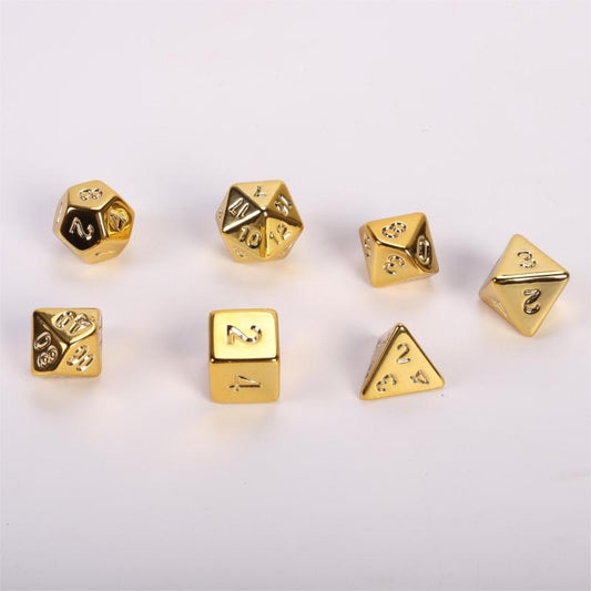7pcs Golden Polyhedral Dice Set with Storage Bag