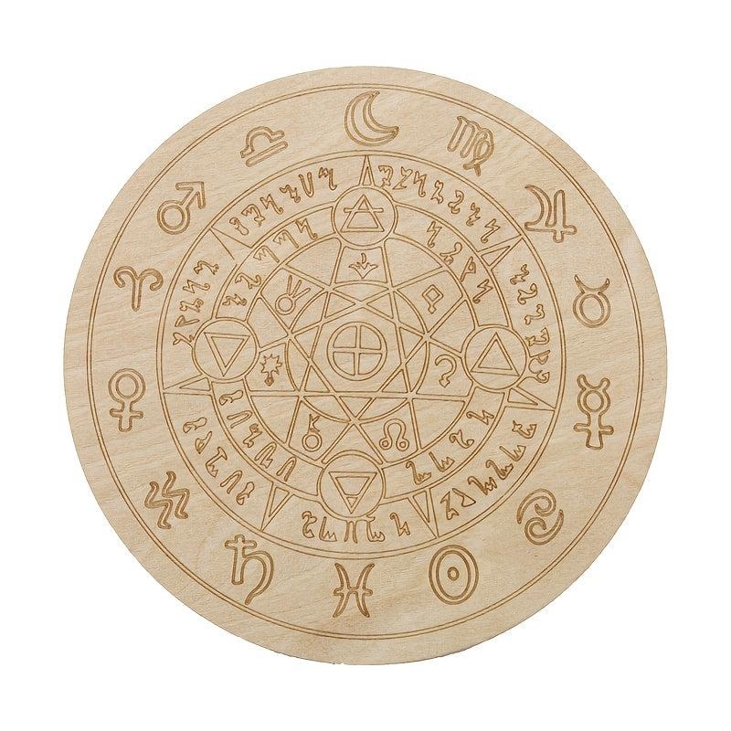 Wooden Round Dowsing Board for Witchcraft Wiccan Altar