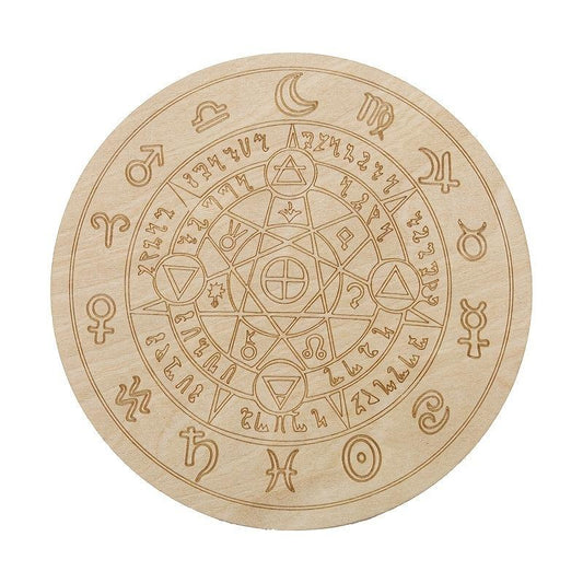 Wooden Round Dowsing Board for Witchcraft Wiccan Altar