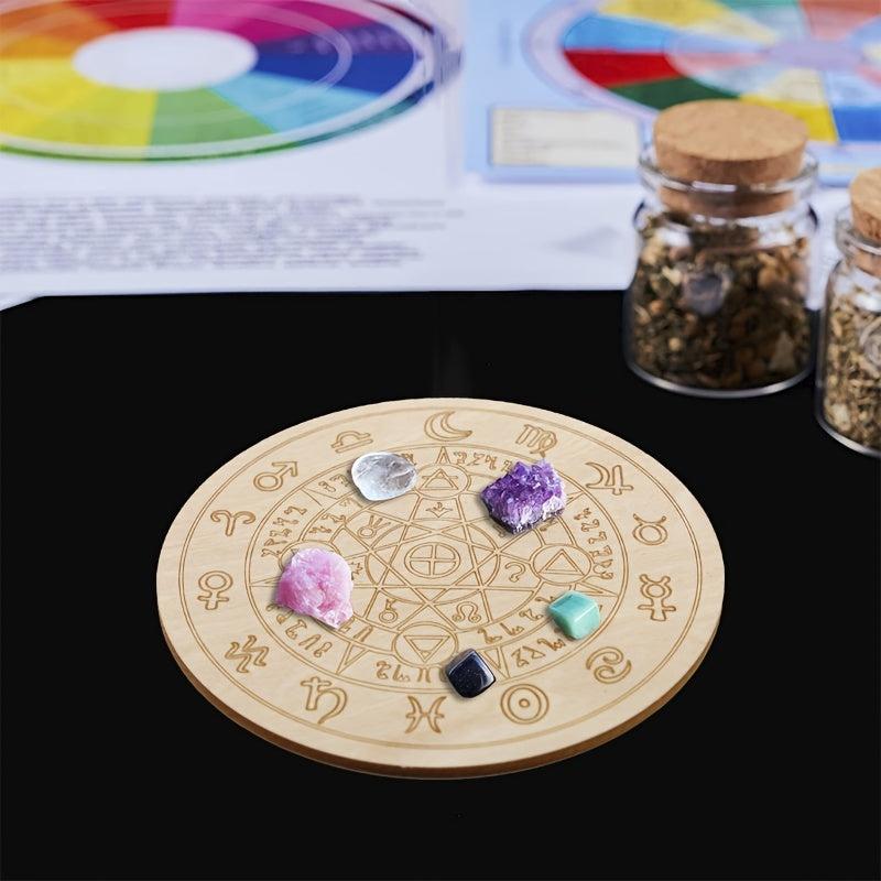 Wooden Round Dowsing Board for Witchcraft Wiccan Altar
