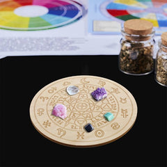 Wooden Round Dowsing Board for Witchcraft Wiccan Altar
