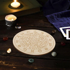 Wooden Round Dowsing Board for Witchcraft Wiccan Altar