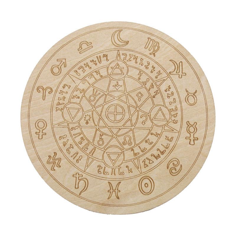 Wooden Round Dowsing Board for Witchcraft Wiccan Altar
