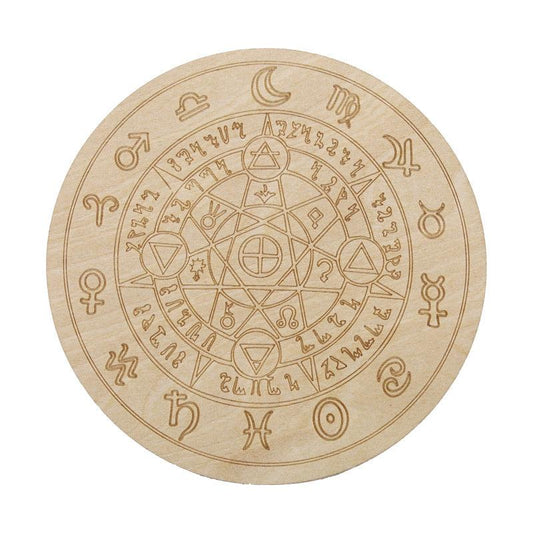 Wooden Round Dowsing Board for Witchcraft Wiccan Altar
