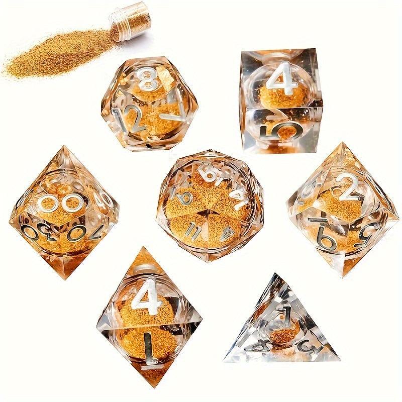 7pcs Sharp Edge Sand Polyhedral Dice Set Halloween Christmas Gift