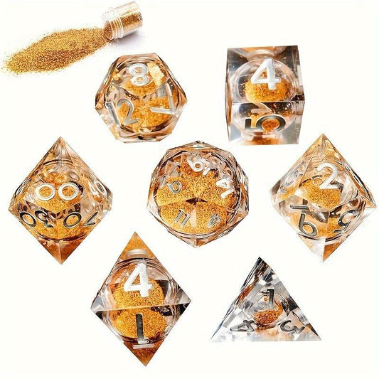 7pcs Sharp Edge Sand Polyhedral Dice Set Halloween Christmas Gift