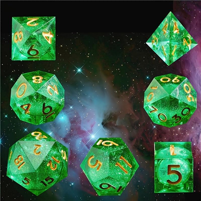 7pcs Sharp Edge Sand Polyhedral Dice Set Halloween Christmas Gift