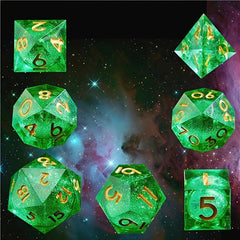 7pcs Sharp Edge Sand Polyhedral Dice Set Halloween Christmas Gift