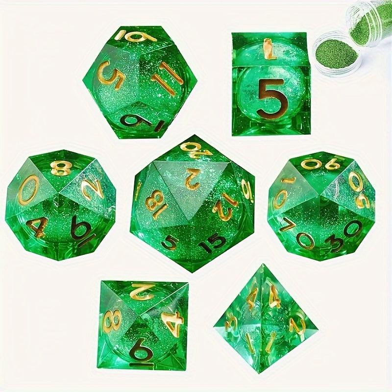 7pcs Sharp Edge Sand Polyhedral Dice Set Halloween Christmas Gift