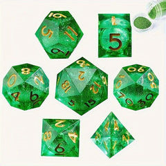 7pcs Sharp Edge Sand Polyhedral Dice Set Halloween Christmas Gift