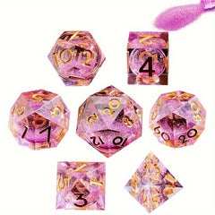 7pcs Sharp Edge Sand Polyhedral Dice Set Halloween Christmas Gift
