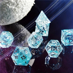 7pcs Sharp Edge Sand Polyhedral Dice Set Halloween Christmas Gift