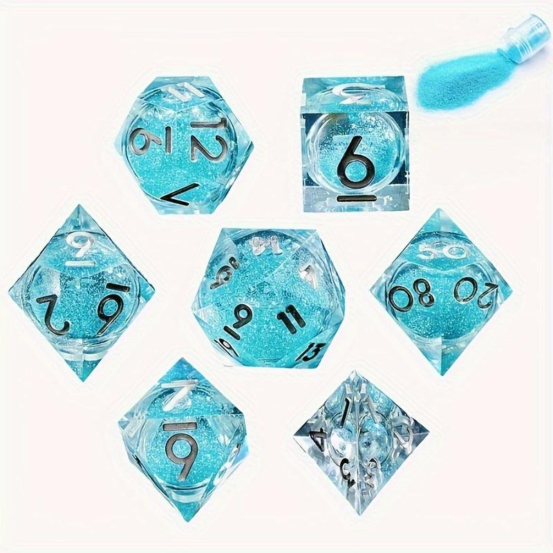 7pcs Sharp Edge Sand Polyhedral Dice Set Halloween Christmas Gift